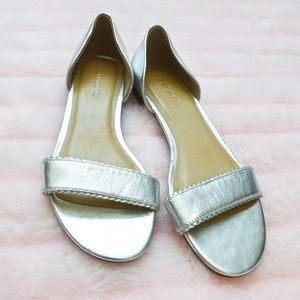 Talbots Silver Leather Flat Sandals (Size 9M)
